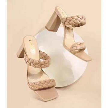 Leevar Braided Sandals Women Stylish Block Heel 3 inches