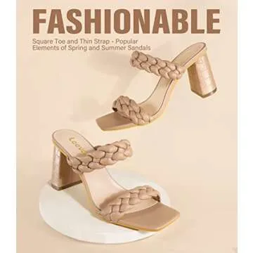 Leevar Braided Sandals Women Stylish Block Heel 3 inches