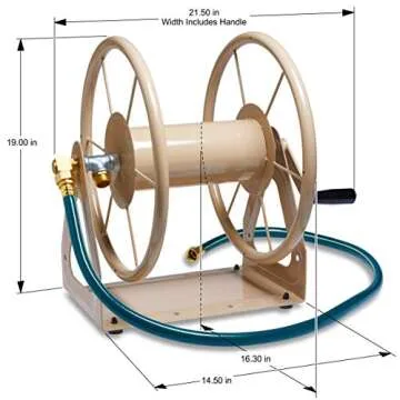 Liberty Garden Products 703-2 Multi-Purpose Steel Garden Wall/Floor Mount Hose Reel, Tan Poly