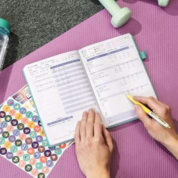 Clever Fox Fitness & Food Journal – Nutrition & Workout Planner for Women & Men – Diet & Gym Exercise Log Book with Calendars, Diet & Training Trackers - Undated, A5 Size, Hardcover (Turquoise)