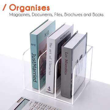 HeZone File Organizer for Desk Clear Acrylic Magazine Holder Desk Organizer Office Accessories Folde...
