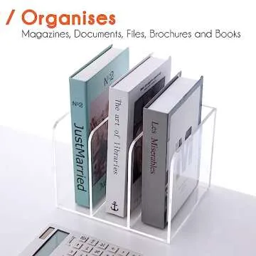 HeZone File Organizer for Desk Clear Acrylic Magazine Holder Desk Organizer Office Accessories Folde...