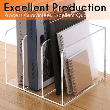 HeZone Clear Acrylic Desk Organizer - Modern 3-Compartment Holder