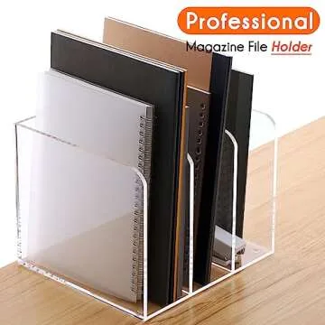 HeZone Clear Acrylic Desk Organizer - Modern 3-Compartment Holder