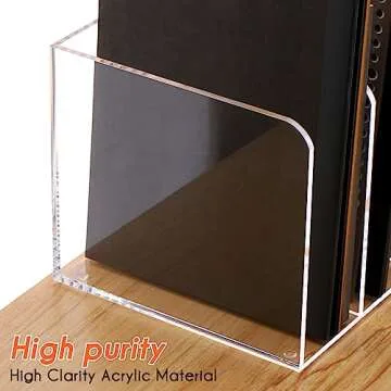 HeZone Clear Acrylic Desk Organizer - Modern 3-Compartment Holder