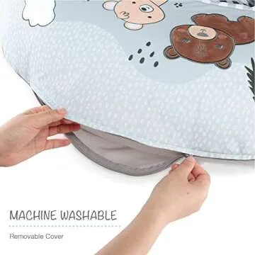 The Peanutshell Baby Boy or Girl Play Ring - Inflatable Seat, Sitting Support Chair, Unisex Activity Seats for Sitting Up, Play Ring for Babies 0-6 Months - Woodland