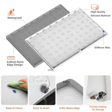 Doasuwish Under Sink Mat 28"x22",Waterproof Silicone Kitchen Sink Mat with Drain Spout,Multiple Uses...