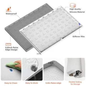 Doasuwish Under Sink Mat 28"x22", Waterproof Silicone Kitchen Sink Mat with Drain Spout, Multiple Us...