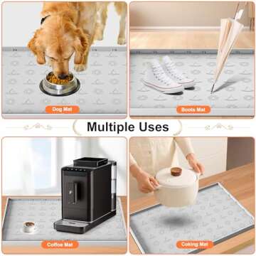 Doasuwish Under Sink Mat 28"x22",Waterproof Silicone Kitchen Sink Mat with Drain Spout,Multiple Uses Shelf Liner Drip Tray, Under Sink Organizer Protector for Kitchen and Bathroom Cabinet