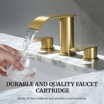 Ultimate Unicorn 8 inch Bathroom Faucet Brushed Gold, Waterfall Bathroom Sink Faucet with Metal Pop-...