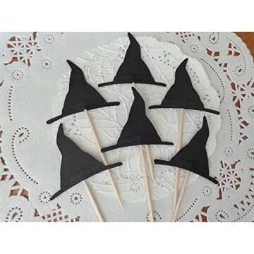 Witch Hat Cupcake Toppers - Halloween Party Picks - Food Picks - Samhain Party (Set of 12)