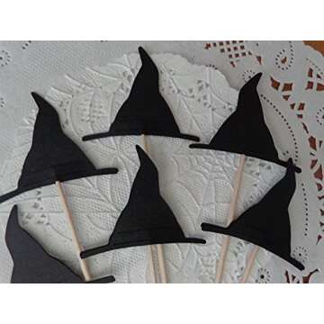 Witch Hat Cupcake Toppers - Halloween Party Picks - Food Picks - Samhain Party (Set of 12)