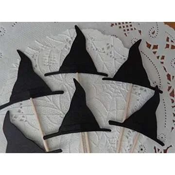 Witch Hat Cupcake Toppers - Halloween Party Picks - Food Picks - Samhain Party (Set of 12)