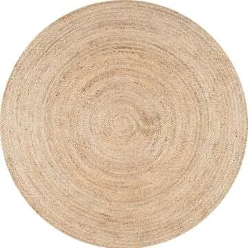 FRELISH DECOR Handwoven Jute Area Rug - 3 feet Round - Natural Yarn - Rustic Vintage Beige Braided Reversible Rug - Eco Friendly Rugs for Bedroom - Kitchen - Living Room - Farmhouse (3' Round)