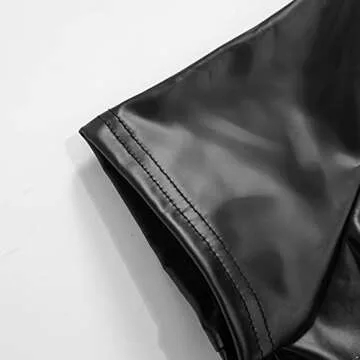 vastwit Women's Faux Leather Short Sleeve Crop Top Summer PU Shirt Blouse for Party Club Streetwear Black Small