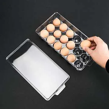 Ambergron 18 Eggs Holder for Refrigerator, Clear Egg Container for Fridge, Kitchen