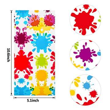 50 Pieces Artist Party Cello Bags Colorful Paint Cellophane Bags OPP Artist Paint Treat Bags Goody Candy Bags Gift Bags for Birthday Party Baby Shower Party Supplies Decorations