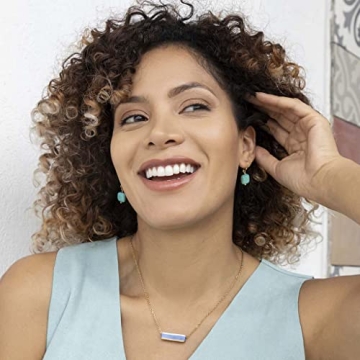 Natural Turquoise Gemstone Earrings 18K Gold Plated Hook Square Stone Dangle Drop Earrings Jewelry for Women