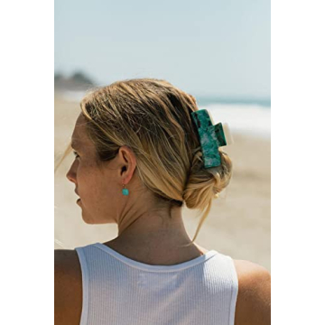 Natural Turquoise Gemstone Earrings 18K Gold Plated Hook Square Stone Dangle Drop Earrings Jewelry for Women