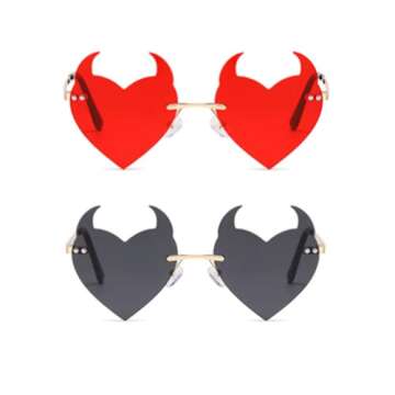 ENTHYI Devil Heart Sunglasses: Trendy Rimless Glasses for Parties