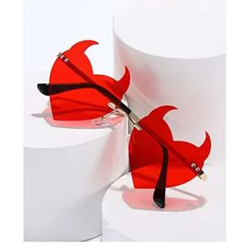 Trendy ENTHYI Devil Heart Sunglasses for Parties