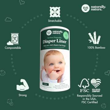 Naturally Nature Disposable Cloth Diaper Liners, Eco-Friendly, 400 Count