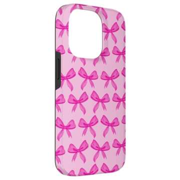 iPhone 14 Pro Hot Pink Bows in Watercolor Case
