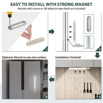 Alivation LED Under Cabinet Lighting Battery Operated Lights, T401 Closet Light Motion Activated, Rechargeable Large 4000 mah Build-in Battery Powered Lights, Under Counter Lights for Kitchen (2Pack)