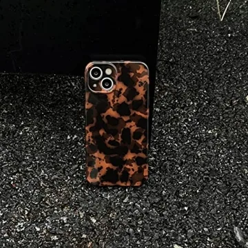 Stylish Tortoise Shell iPhone 13 Case Chic Amber Brown