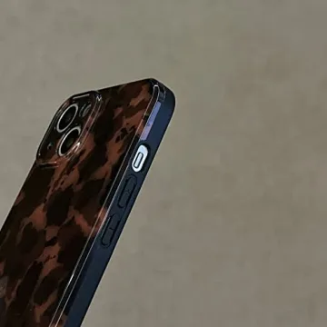 Stylish Tortoise Shell iPhone 13 Case Chic Amber Brown