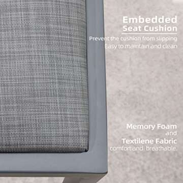 PURPLE LEAF Counter Height Bar Stool Set of 2 Modern Aluminum Rattan Wicker Outdoor Barstools with Backrest and Cushion for Kitchen Lawn Pool Bar Chairs Dark Grey