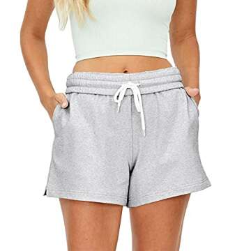 Y2k High Waist Wide Leg Workout Shorts for Women Casual Gym Yoga Running Summer SweatShorts Streetwear Lounge Shorts Gray Small