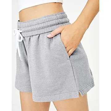 Y2k High Waist Wide Leg Workout Shorts for Women Casual Gym Yoga Running Summer SweatShorts Streetwear Lounge Shorts Gray Small
