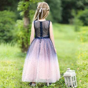 Girls Tulle Formal Wedding Dress Child's Ball Gown Sparkly Pageant Princess Bithday Party Dresses for Girls Size 7-8