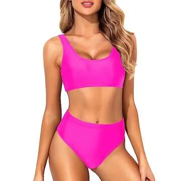 Stylish Tempt Me Women Hot Pink Two Piece Swimsuit