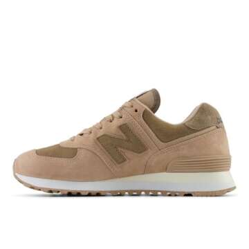 New Balance Women's 574 V2 Sneaker, Flat Taupe/Mushroom/Sea Salt, 7