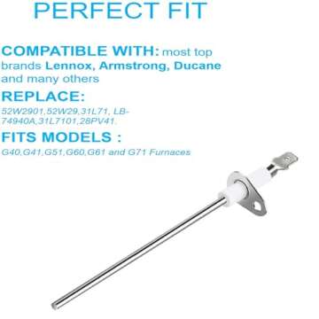 52W29 Flame Sensor for Lennox/Ducane/Armstrong Furnaces G40 G41 G50 G51 G60 G61 G71 - Pack of 2 by T...