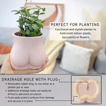 BASE ROOTS Boho Planter Vase with Drainage Hole - Stylish Decor