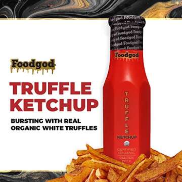 FOODGOD Truffle Ketchup (9 oz) - Made with REAL White Truffles and Fresh Tomatoes - Organic Truffle Ketchup, Gluten-Free, Low Sugar, Vegan