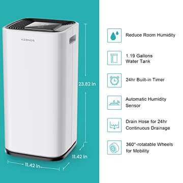 Kesnos 70 Pint Dehumidifiers for Spaces up to 4500 Sq Ft at Home and Basements PD253D,White