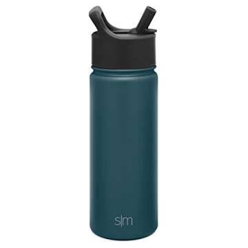 Simple Modern Kids Water Bottle with Straw Lid Vacuum Insulated Stainless Steel Metal Thermos Bottles | Reusable Leak Proof BPA-Free Flask for School | Summit Collection | 18oz, Riptide