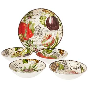 Certified International Corp Certified International Botanical Veggies Pasta Set, Multicolored, 5 Piece set