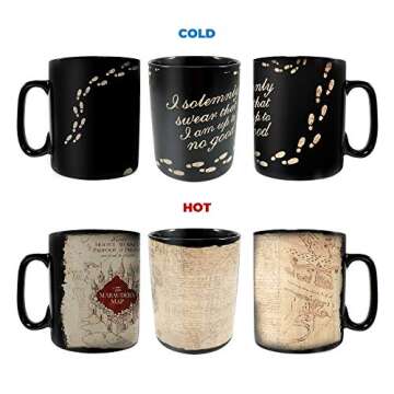 Morphing Mugs Harry Potter - Marauder's Map - I Solemnly Swear – 16 oz Large Ceramic Heat Sensitiv...