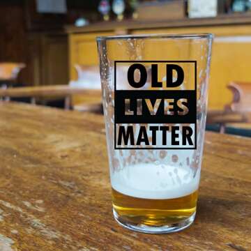 Old Lives Matter Beer Glass & Whiskey Glass Bundle - Funny Beer Glass and Rocks Glass - Gag Gifts fo...