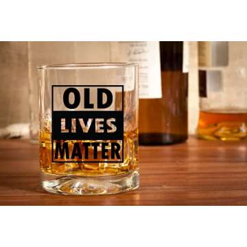 Old Lives Matter Beer Glass & Whiskey Glass Bundle - Funny Beer Glass and Rocks Glass - Gag Gifts for Men - Ideal Stocking Stuffer, Birthday, Father’s Day, or Retirement Glass - Printed in the USA