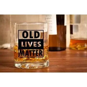 Old Lives Matter Beer Glass & Whiskey Glass Bundle - Funny Beer Glass and Rocks Glass - Gag Gifts for Men - Ideal Stocking Stuffer, Birthday, Father’s Day, or Retirement Glass - Printed in the USA