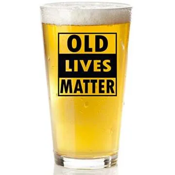 Old Lives Matter Beer Glass & Whiskey Glass Bundle - Funny Beer Glass and Rocks Glass - Gag Gifts for Men - Ideal Stocking Stuffer, Birthday, Father’s Day, or Retirement Glass - Printed in the USA