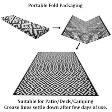 Green Decore Reversible Nirvana Outdoor Rug, Waterproof, Fade Resistant, Modern Large Floor Mats for Patios,Decks, Garden and Outdoors, Beach, Camping, Picnic - (Black/White, 8 X 10 ft)