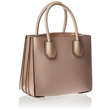 Michael Kors Mercer Pebbled Leather Accordion Crossbody Women’s Cross-Body Bag, Pink (Soft Pink), 10.2x19x21.6 centimeters (B x H x T)