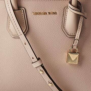 Michael Kors Mercer Pebbled Leather Accordion Crossbody Women’s Cross-Body Bag, Pink (Soft Pink), 10.2x19x21.6 centimeters (B x H x T)